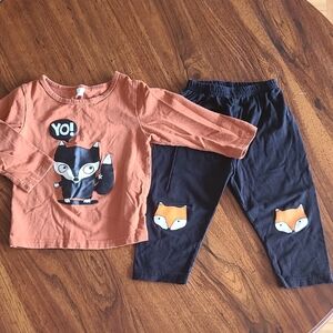 Fox Yo! Orange and Black Pajama Set (🛍 Bundle ANY 6/$36)